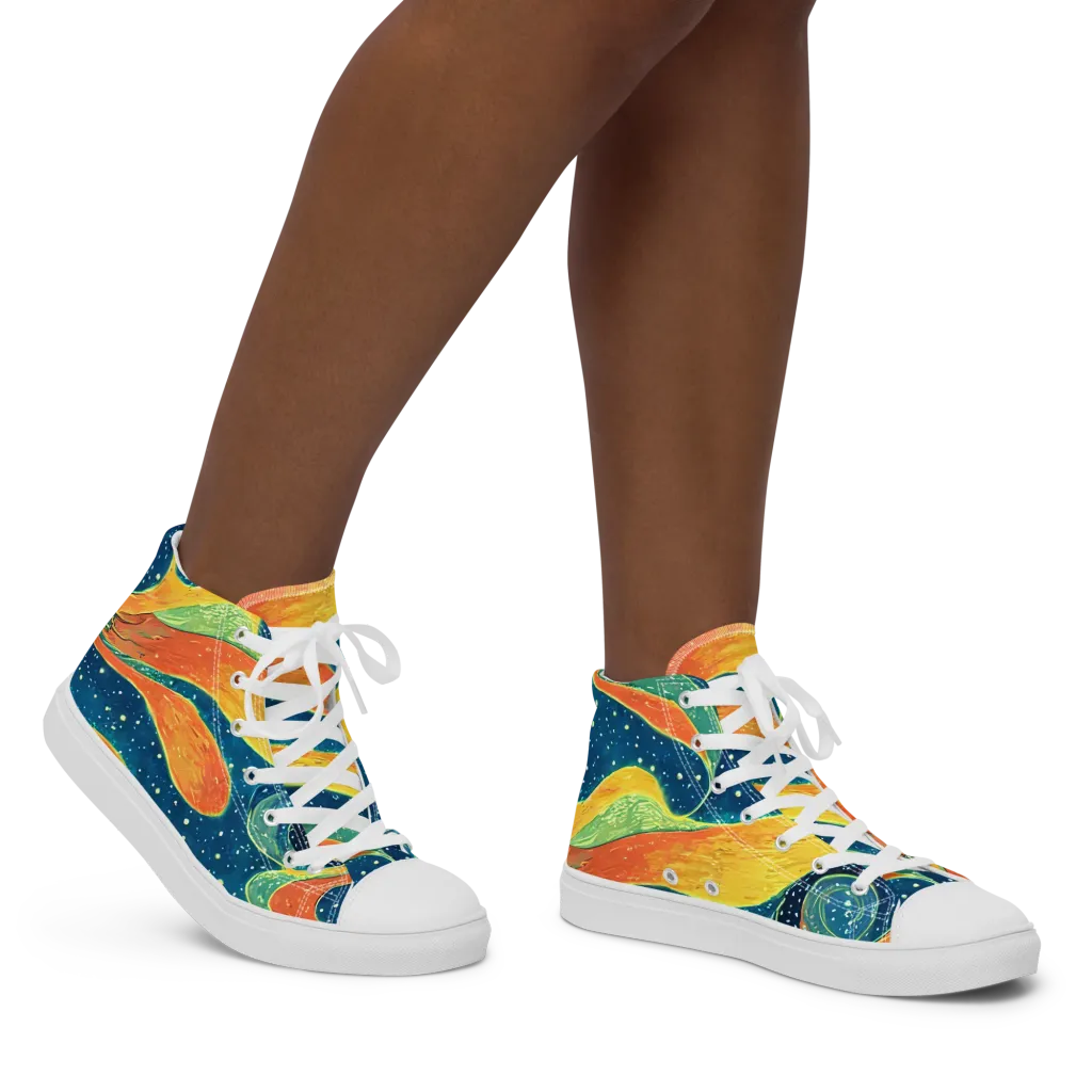 Celestial Harmony on Women's High Top Canvas Shoes — Right