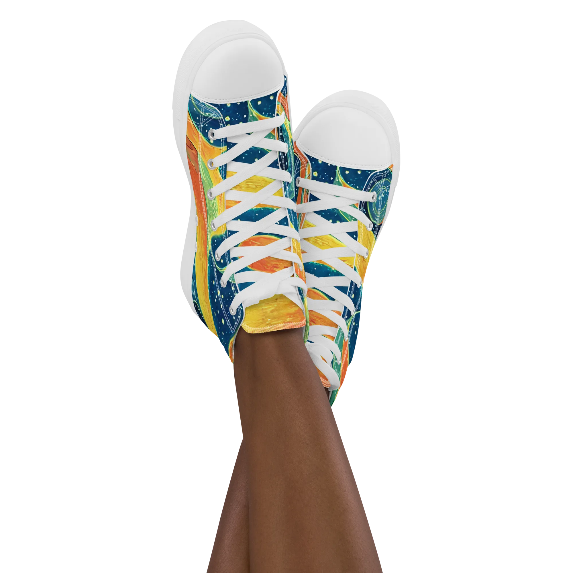 Celestial Harmony on Women's High Top Canvas Shoes — Front