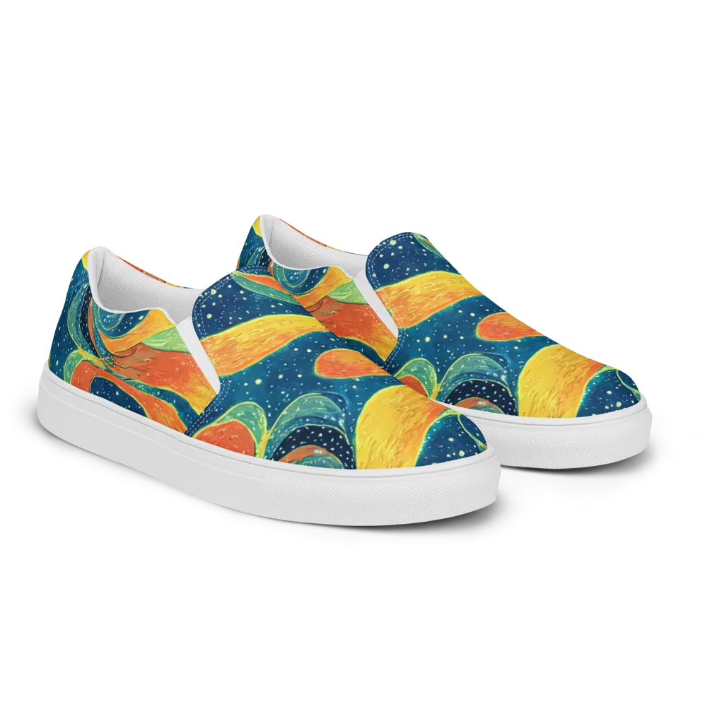 Celestial Harmony on Men's Slip-On Canvas Shoes — Right Front