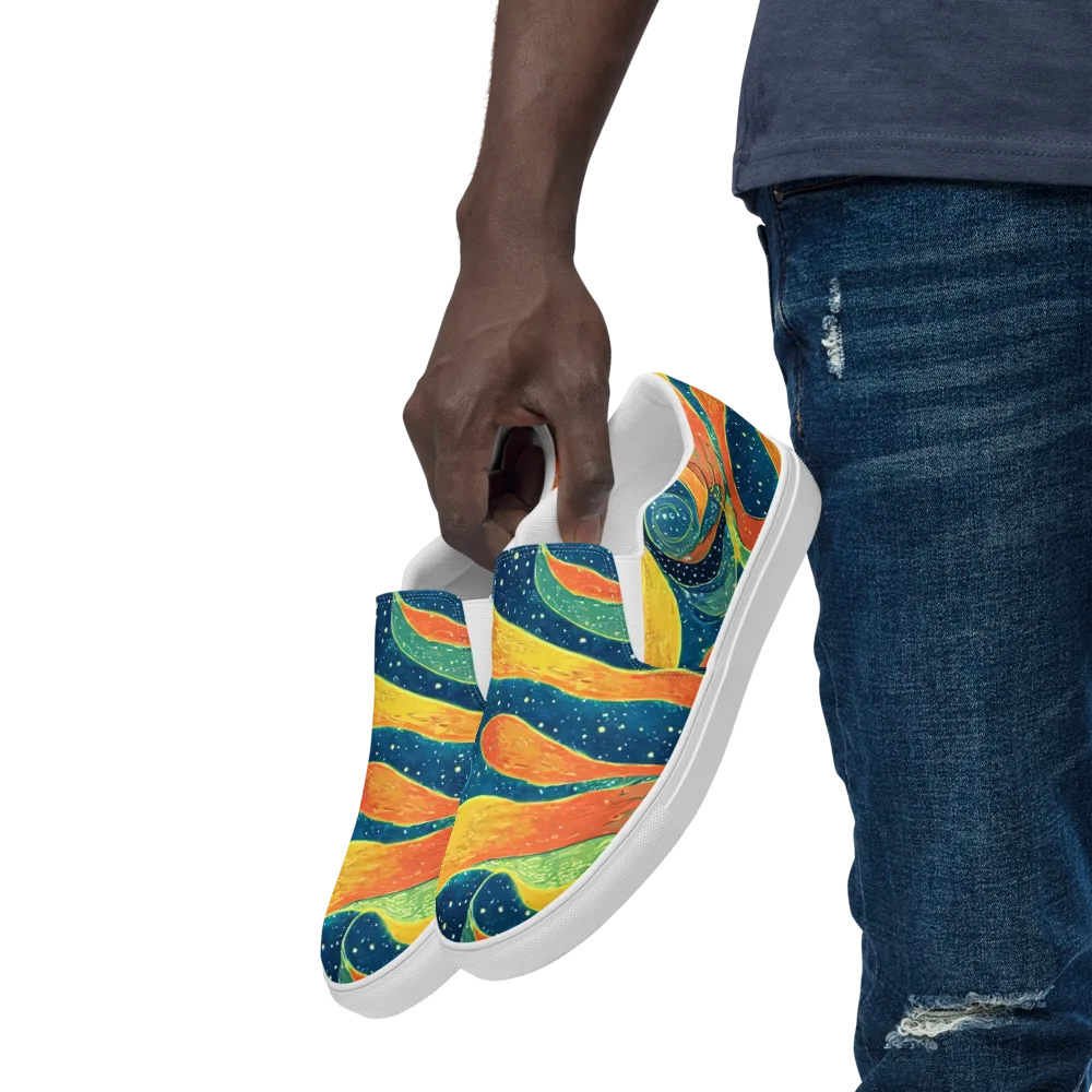 Celestial Harmony on Men's Slip-On Canvas Shoes — Left Front