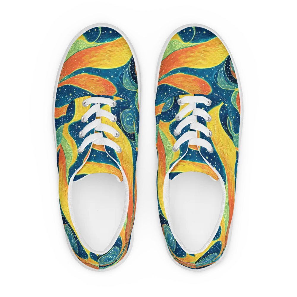 Celestial Harmony on Men's Lace-Up Canvas Shoes — Front