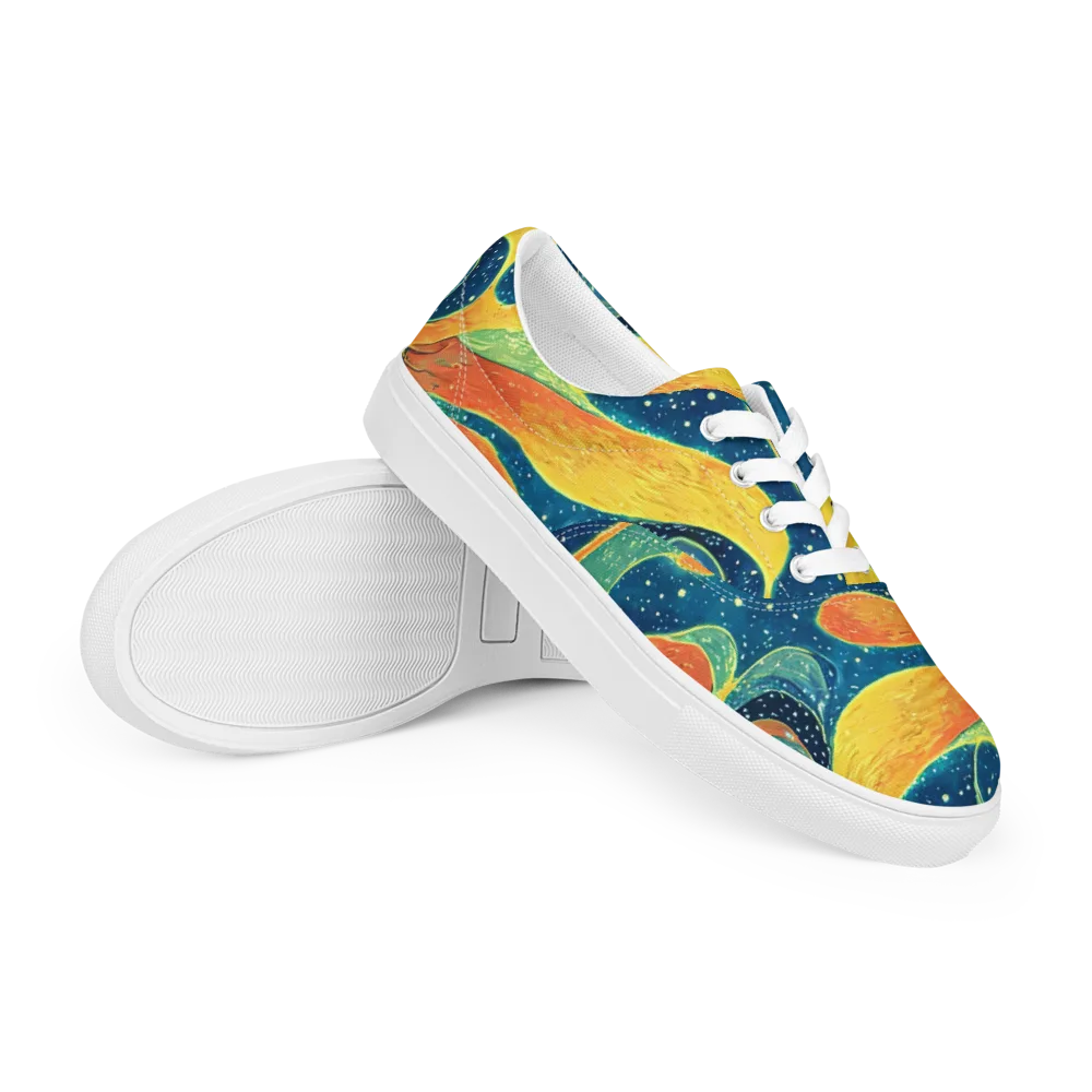 Celestial Harmony on Men's Lace-Up Canvas Shoes — Right Front