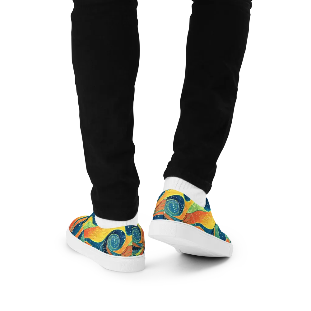 Celestial Harmony on Men's Lace-Up Canvas Shoes — Back