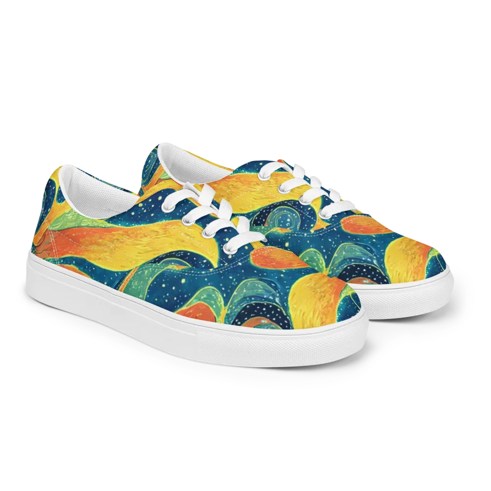 Celestial Harmony on Men's Lace-Up Canvas Shoes — Right Front