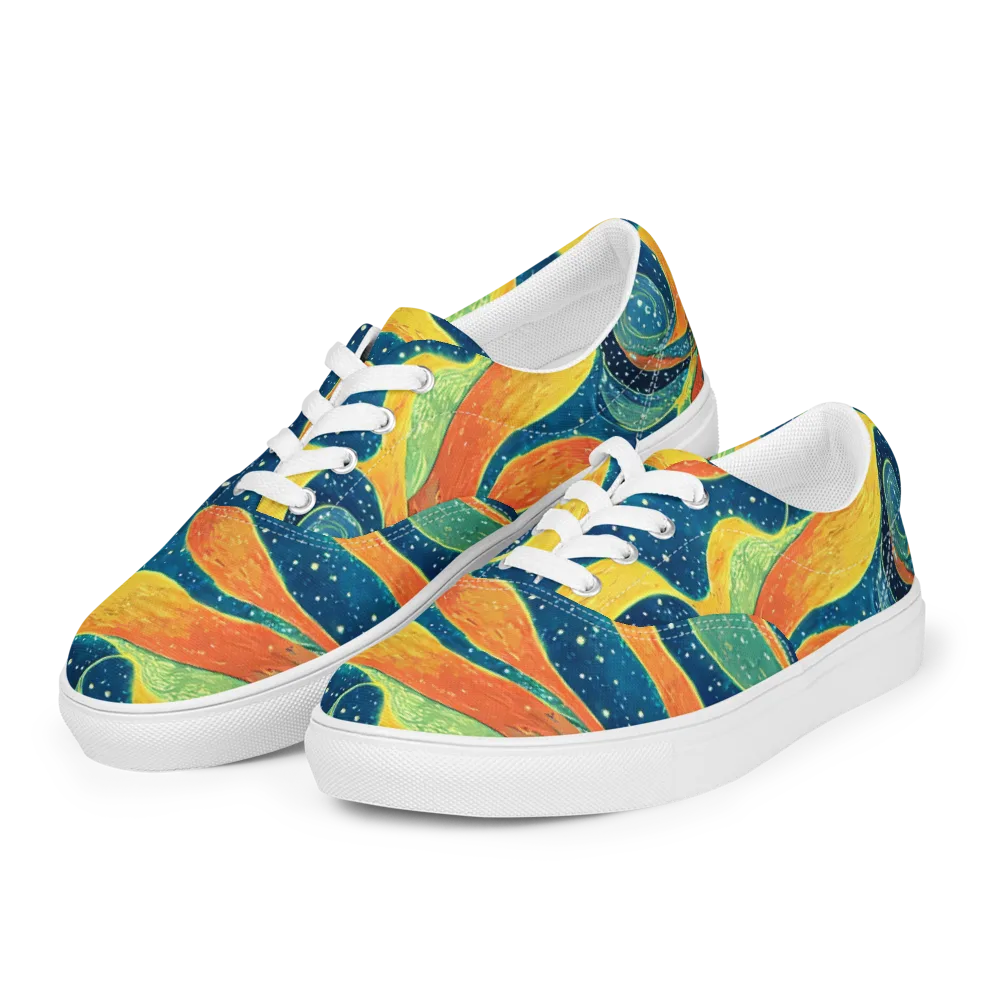 Celestial Harmony on Men's Lace-Up Canvas Shoes — Left Front