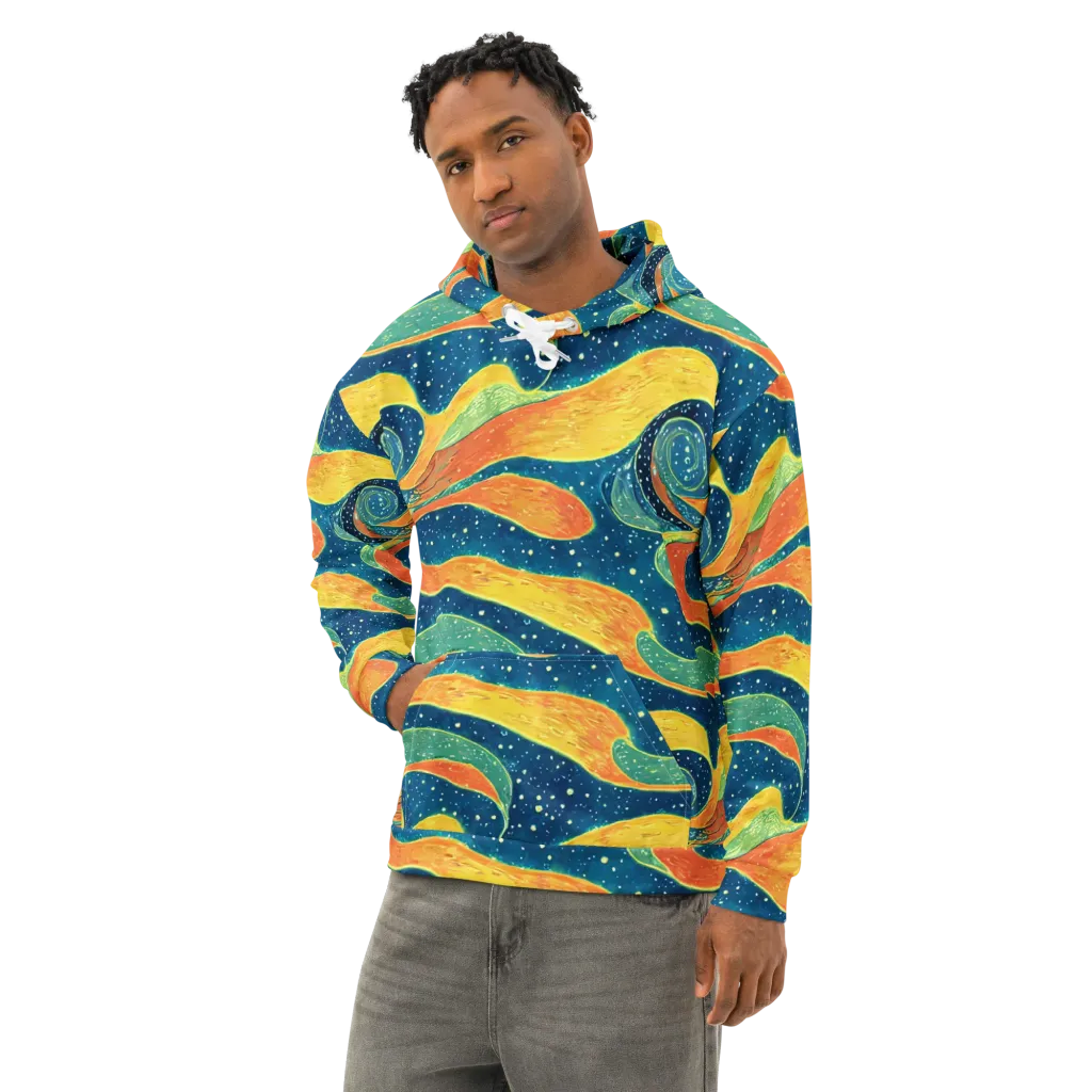 Celestial Harmony on Cotton Hoodie — Left Front