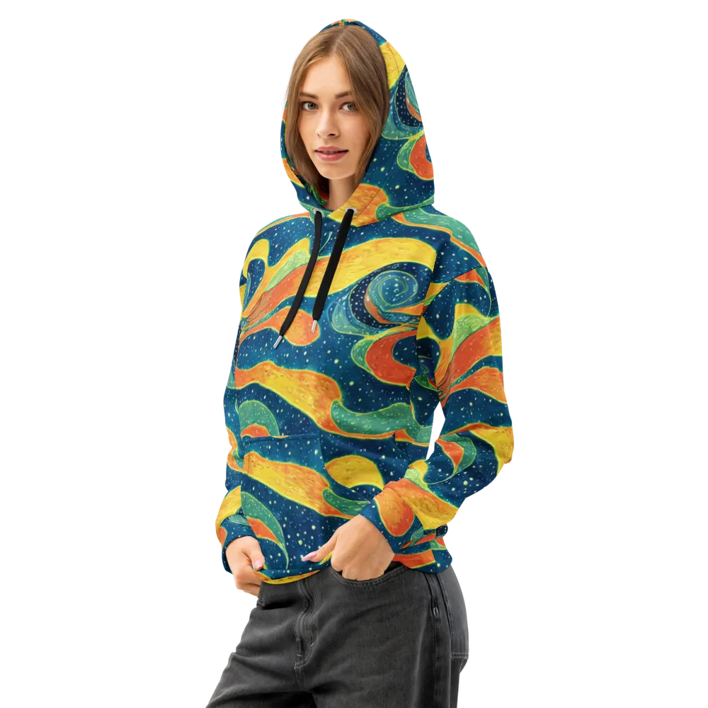 Celestial Harmony on Cotton Hoodie — Left Front
