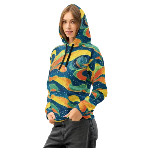 Celestial Harmony on a Cotton Hoodie