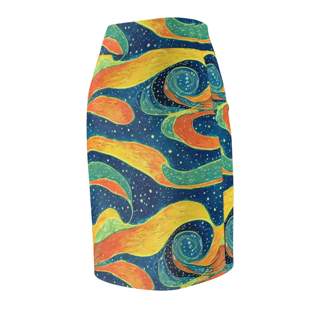 Celestial Harmony on Pencil Skirt — Back Side