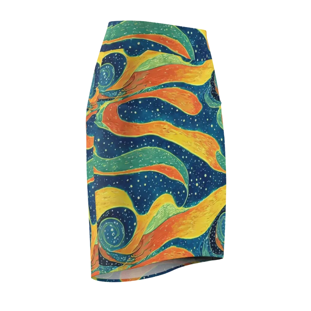 Celestial Harmony on Pencil Skirt — Front Side