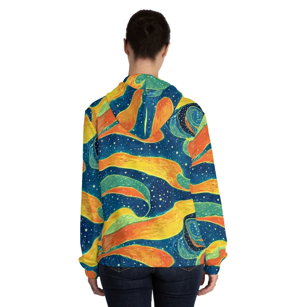 Celestial Harmony on Women's Full-Zip Hoodie — Back On Person