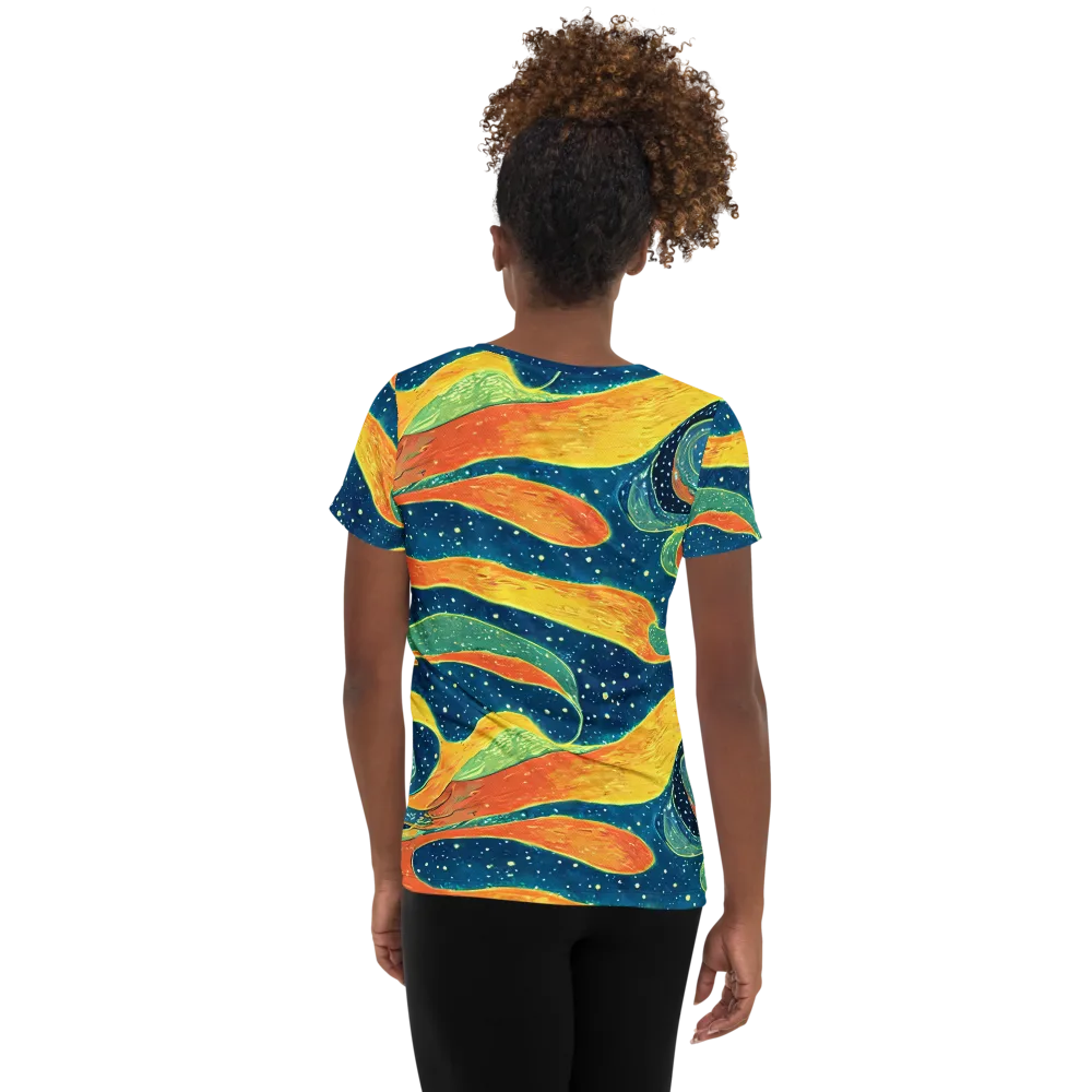 Celestial Harmony on Women's Athletic T-Shirt — Back