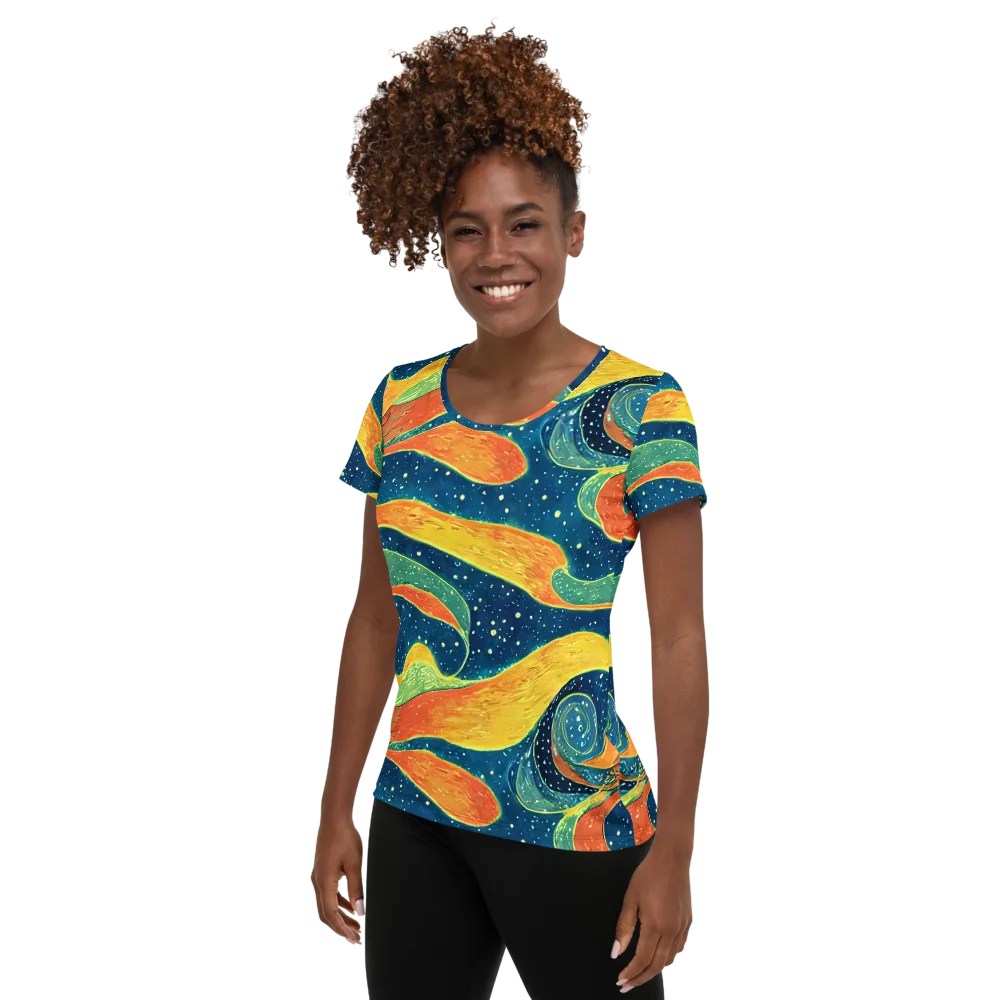 Celestial Harmony on Women's Athletic T-Shirt — Left