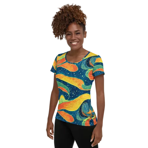 Celestial Harmony on a Women's Athletic T-Shirt
