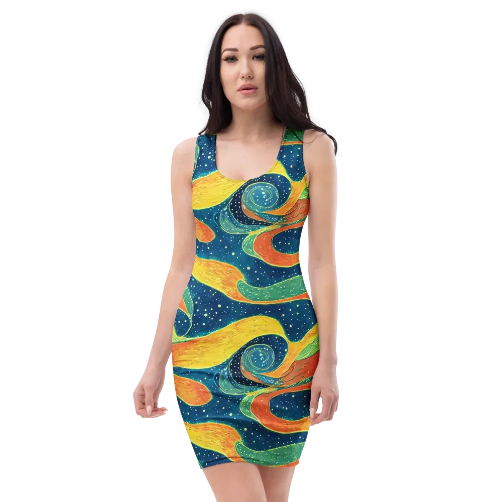 Celestial Harmony on Bodycon Dress — Front
