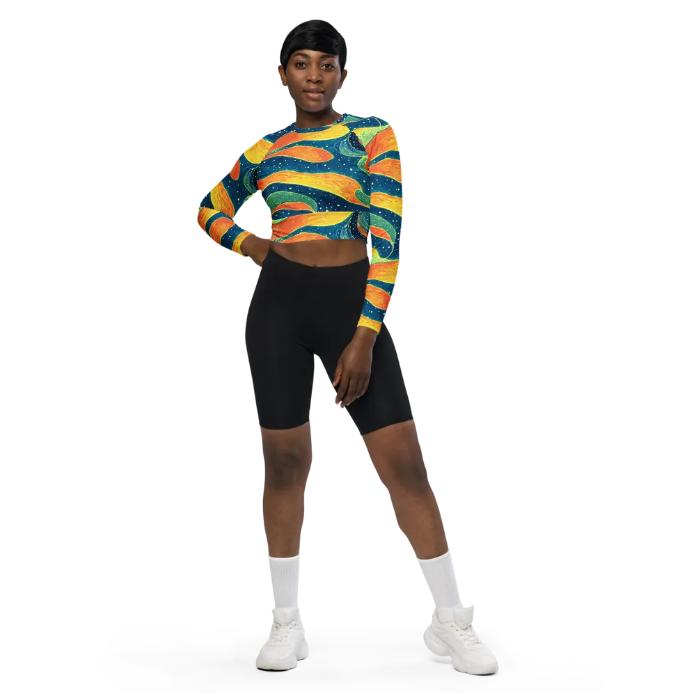 Celestial Harmony on Long Sleeve Crop Top — Front