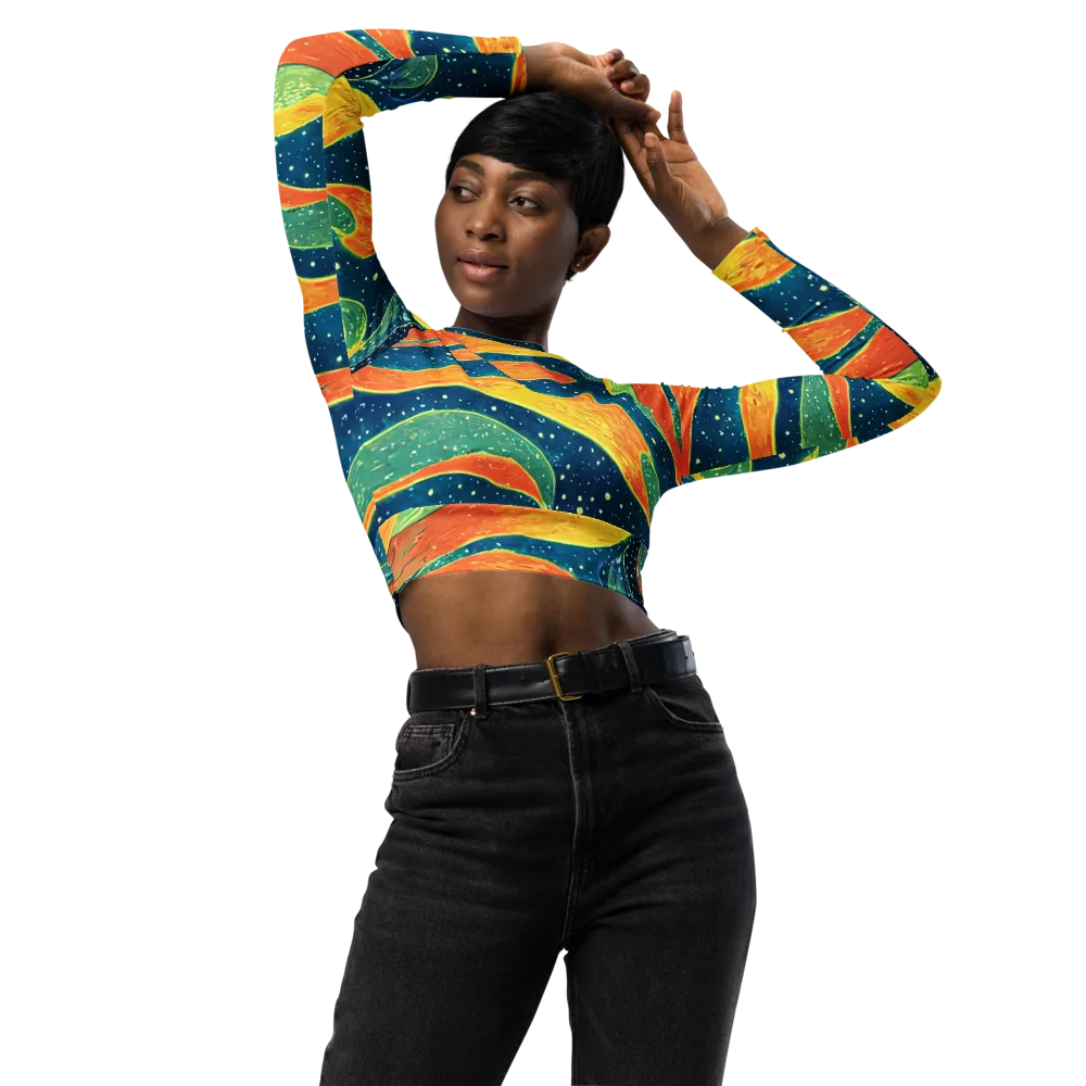 Celestial Harmony on Long Sleeve Crop Top — Front