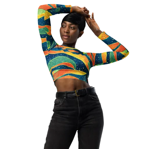 Celestial Harmony on a Long Sleeve Crop Top