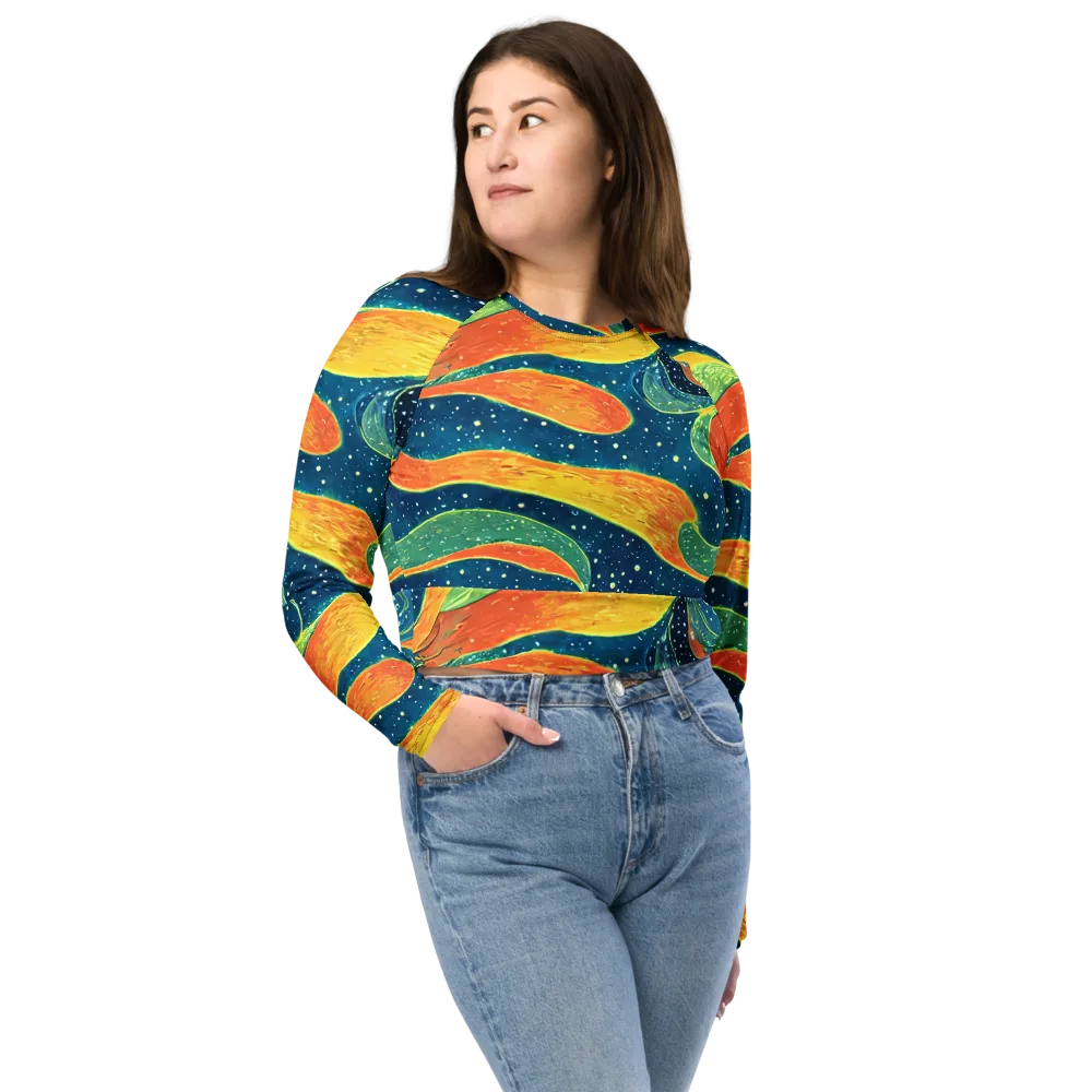 Celestial Harmony on Long Sleeve Crop Top — Front
