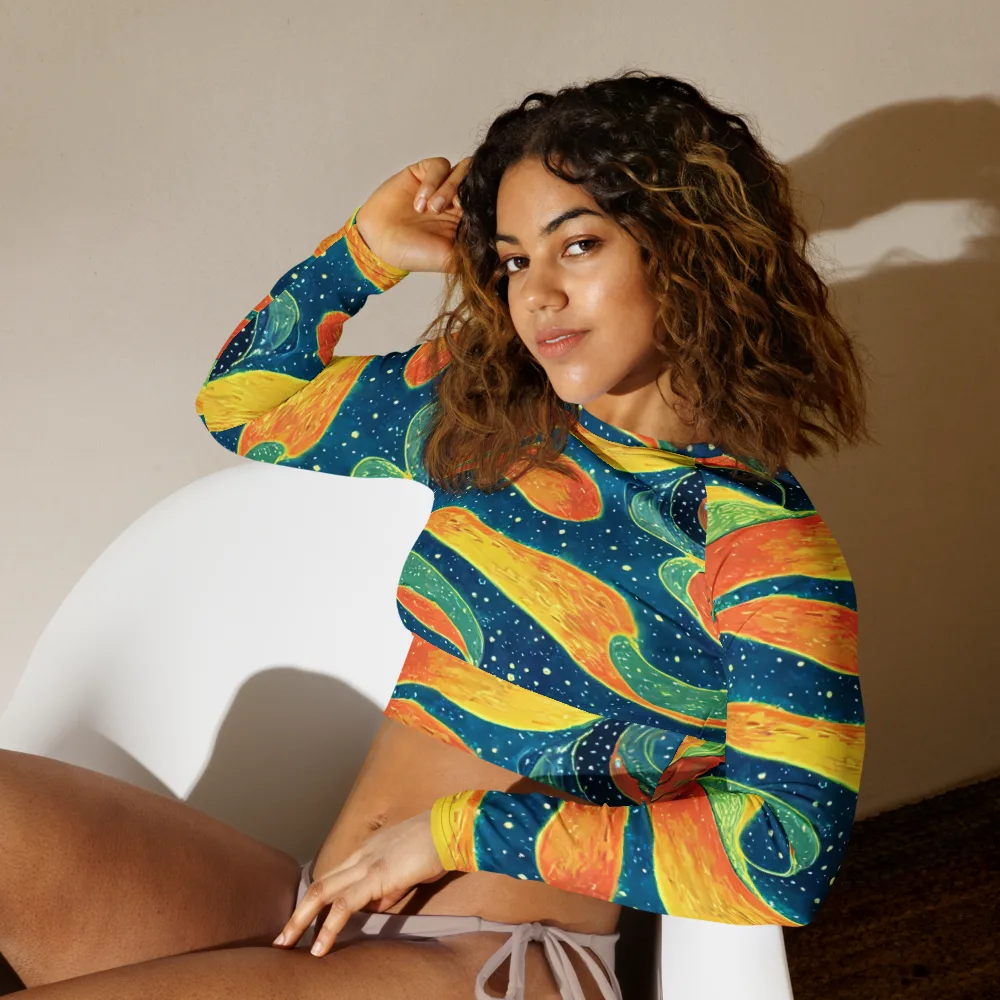 Celestial Harmony on Long Sleeve Crop Top — Left Front