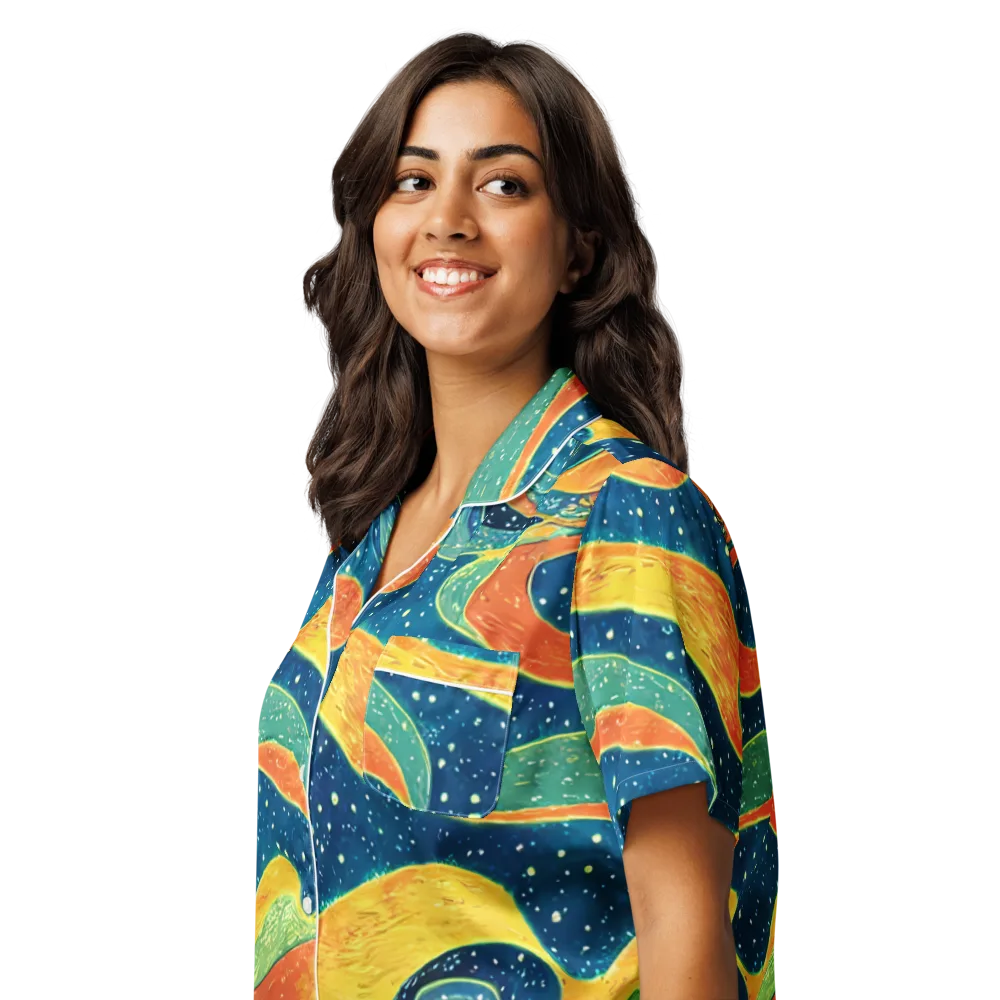 Celestial Harmony on Women's Short Sleeve Pajama Top — Left Front