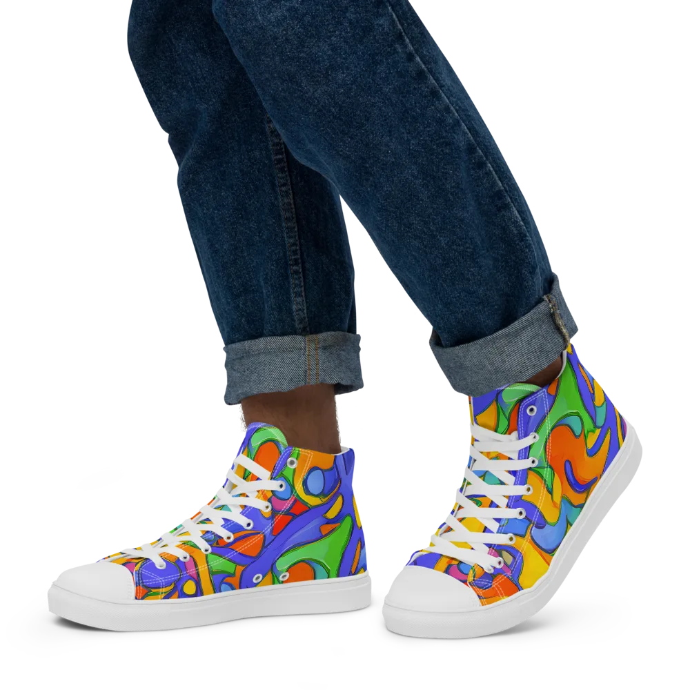 Joffe Swirl on Men's High Top Canvas Shoes — Left