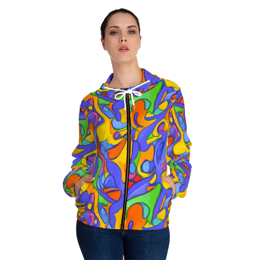 Joffe Swirl on Women's Full-Zip Hoodie — Front On Person