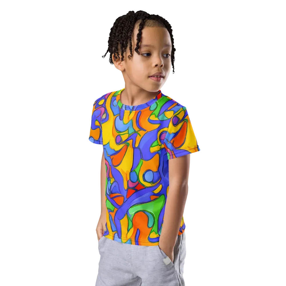 Joffe Swirl on Kids Crew Neck T-Shirt — Left Front