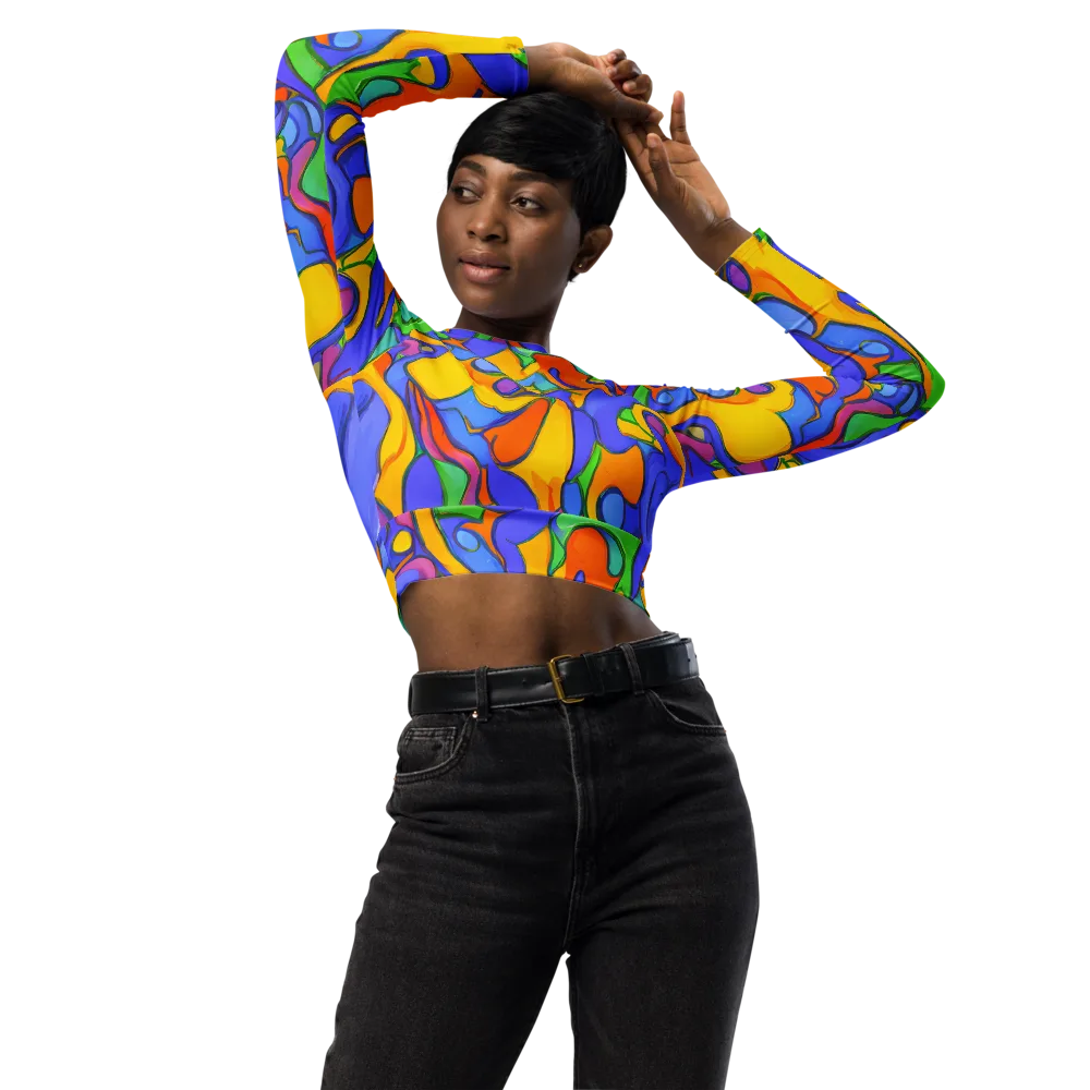 Joffe Swirl on Long Sleeve Crop Top — Front