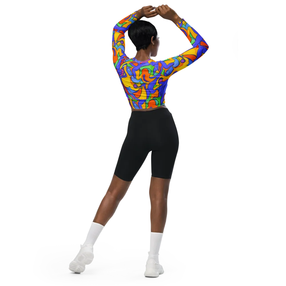 Joffe Swirl on Long Sleeve Crop Top — Back