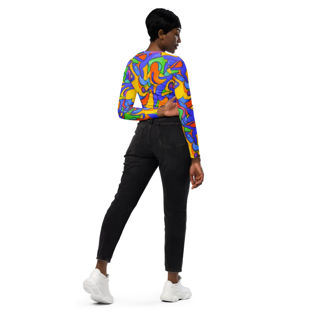 Joffe Swirl on Long Sleeve Crop Top — Right Back