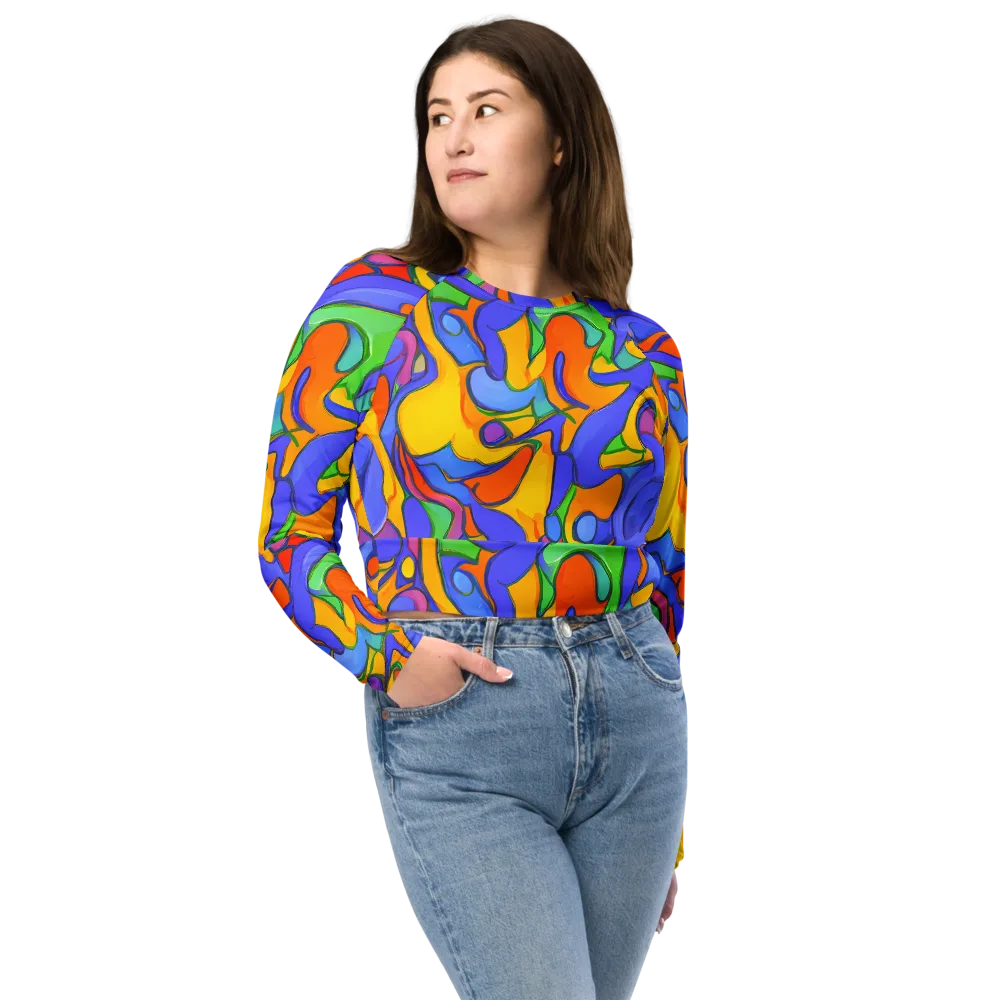 Joffe Swirl on Long Sleeve Crop Top — Front