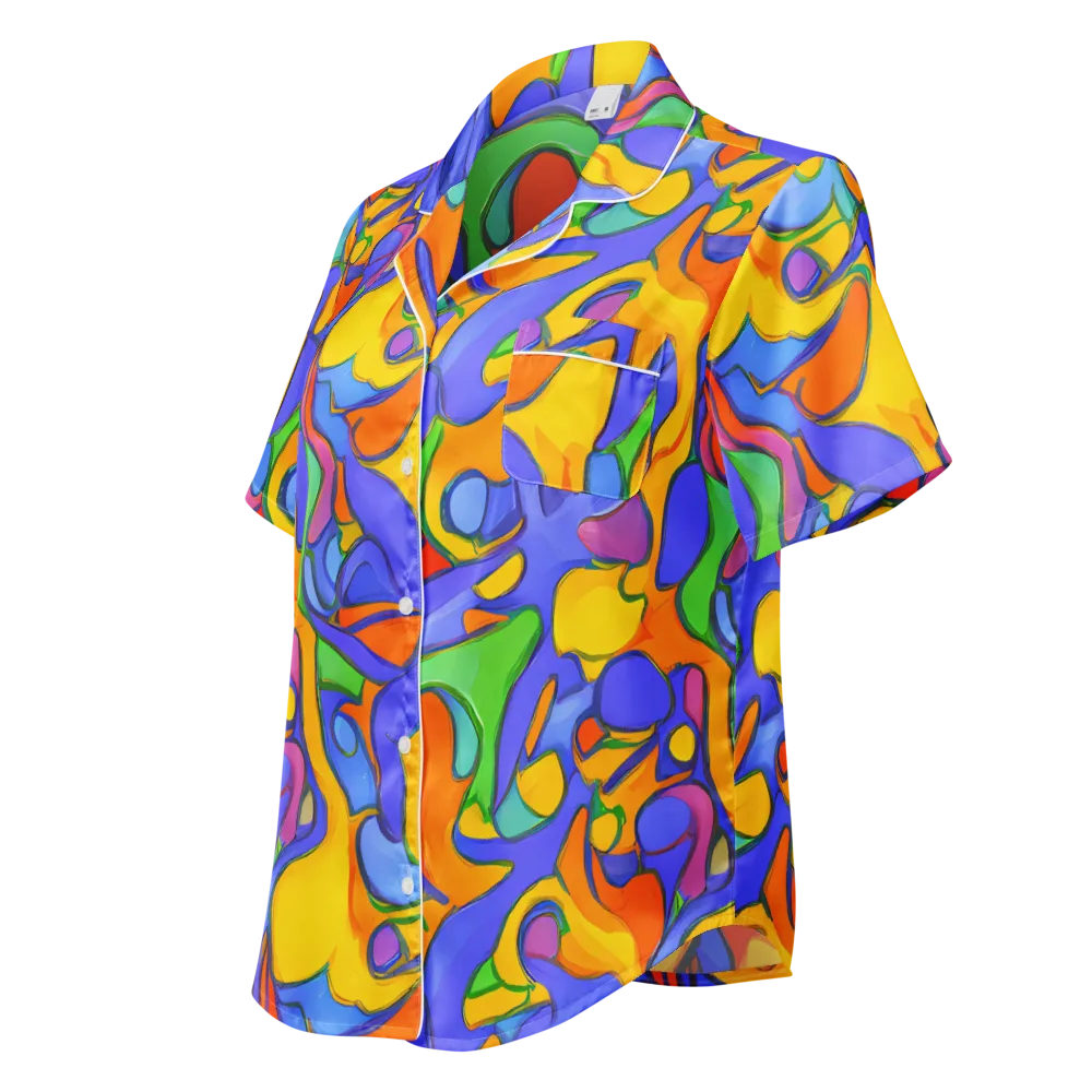 Joffe Swirl on Women's Short Sleeve Pajama Top — Left Front