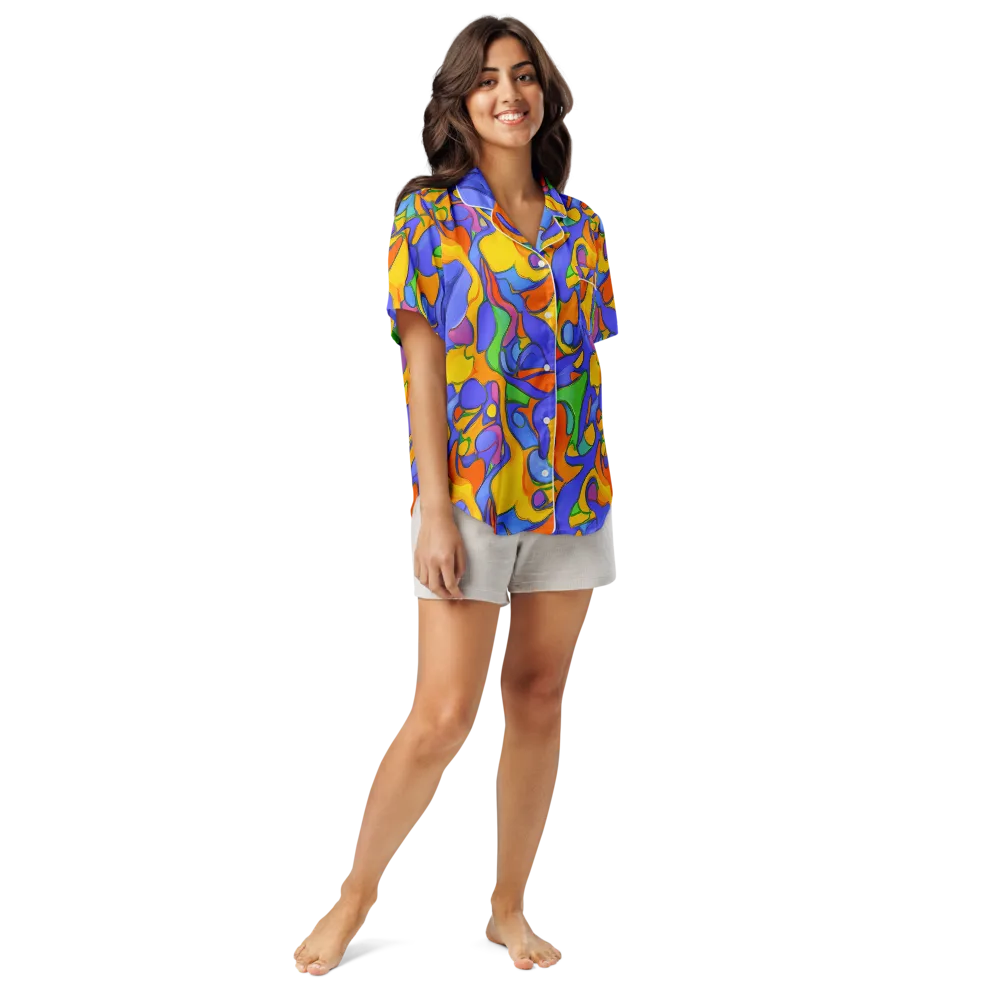 Joffe Swirl on Women's Short Sleeve Pajama Top — Front