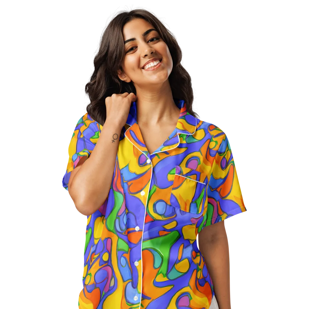 Joffe Swirl on Women's Short Sleeve Pajama Top — Front