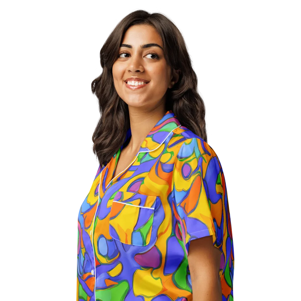Joffe Swirl on Women's Short Sleeve Pajama Top — Left Front