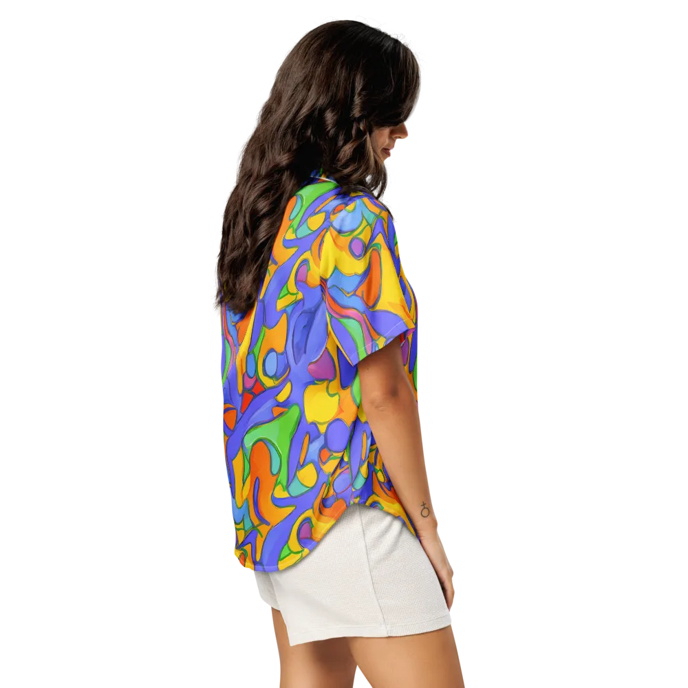 Joffe Swirl on Women's Short Sleeve Pajama Top — Right Back