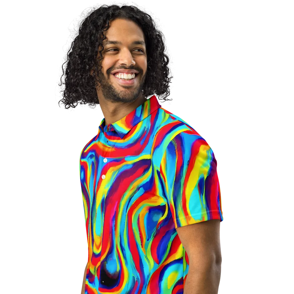Stael Swirls on Men's Slim Fit Polo Shirt — Left Front