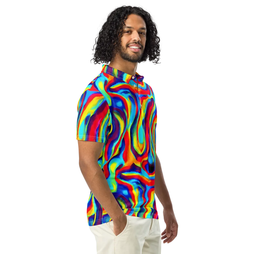 Stael Swirls on Men's Slim Fit Polo Shirt — Right Front