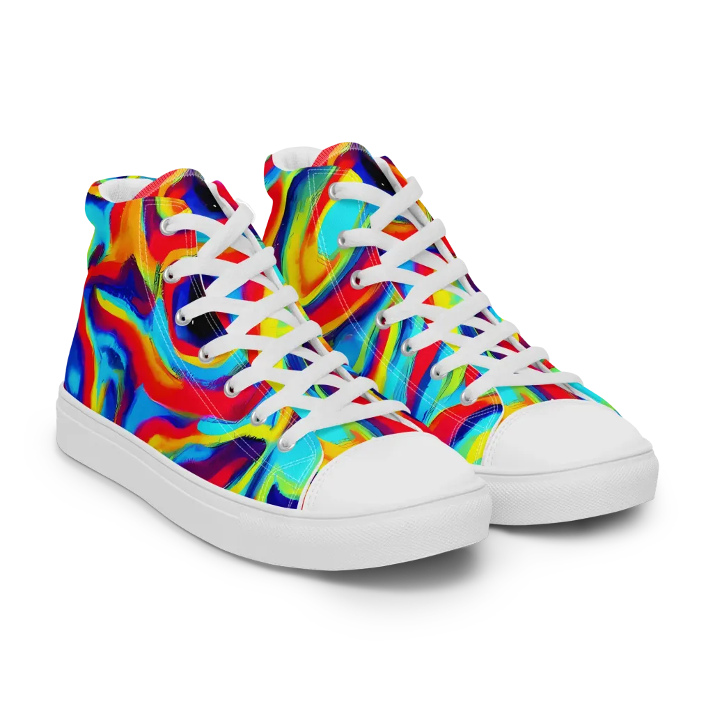 Stael Swirls on Men's High Top Canvas Shoes — Right Front