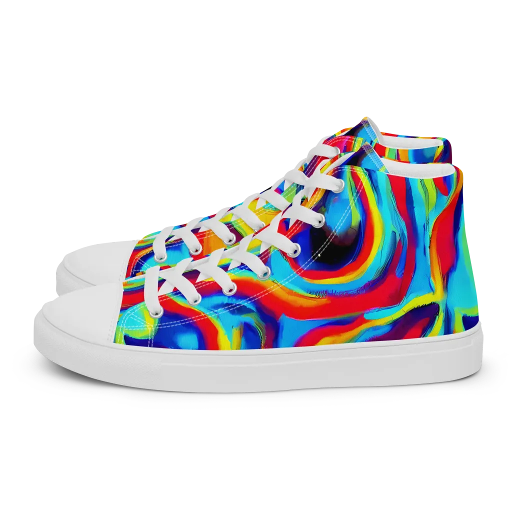 Stael Swirls on Men's High Top Canvas Shoes — Left