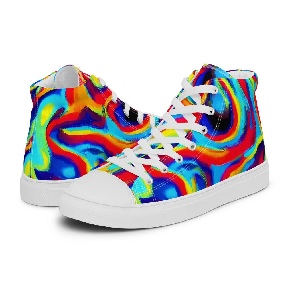 Stael Swirls on Men's High Top Canvas Shoes — Left