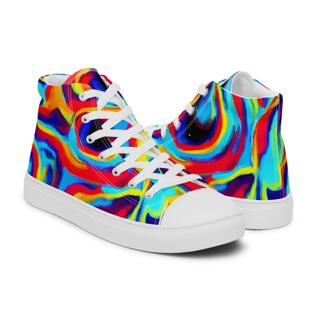 Stael Swirls on Men's High Top Canvas Shoes — Right