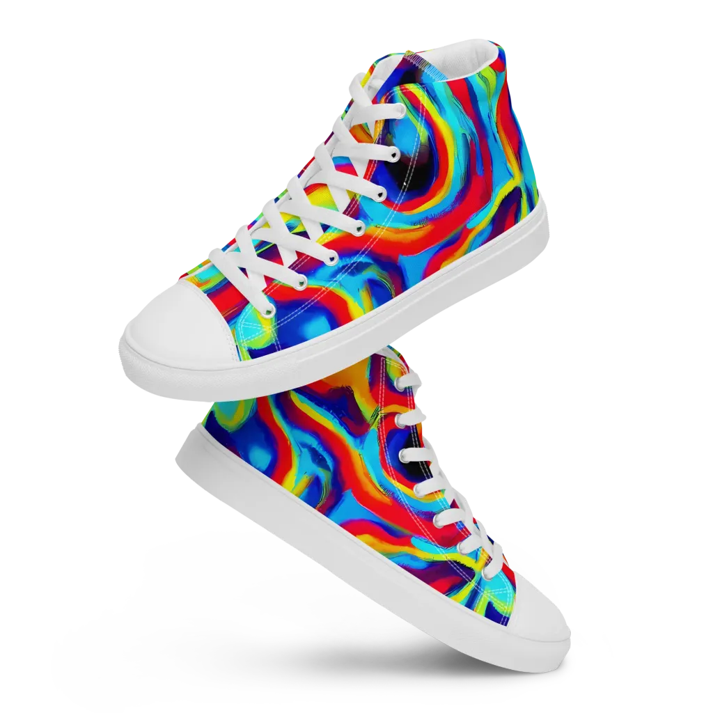 Stael Swirls on Men's High Top Canvas Shoes — Front