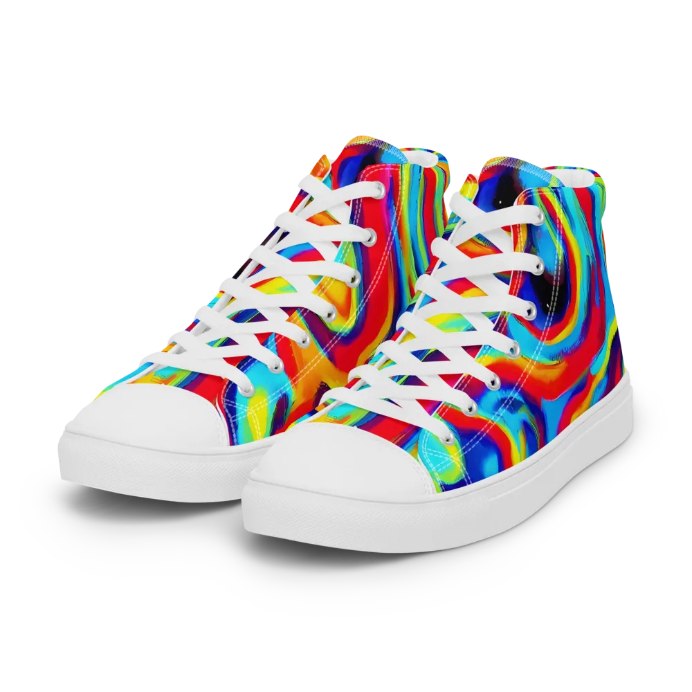 Stael Swirls on Women's High Top Canvas Shoes — Left Front