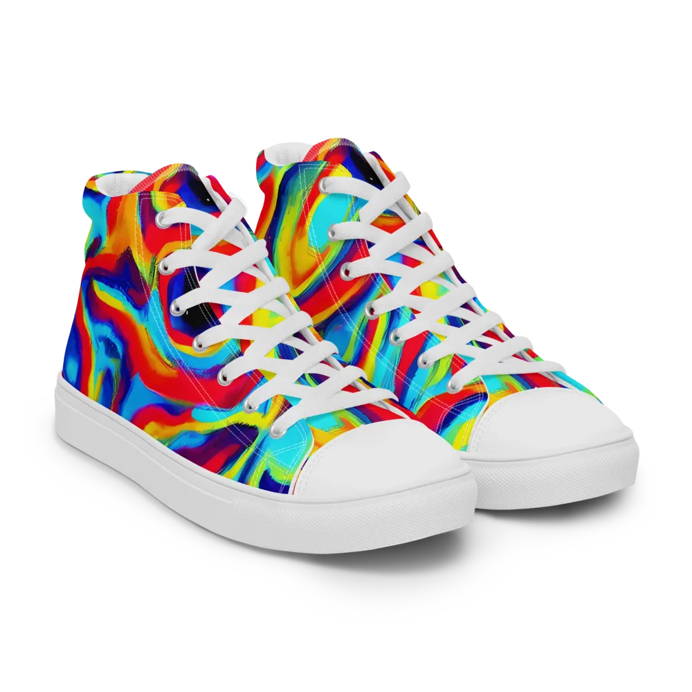 Stael Swirls on Women's High Top Canvas Shoes — Right Front