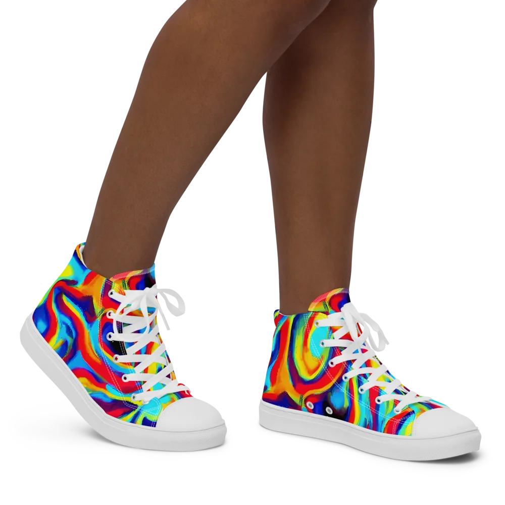 Stael Swirls on Women's High Top Canvas Shoes — Right