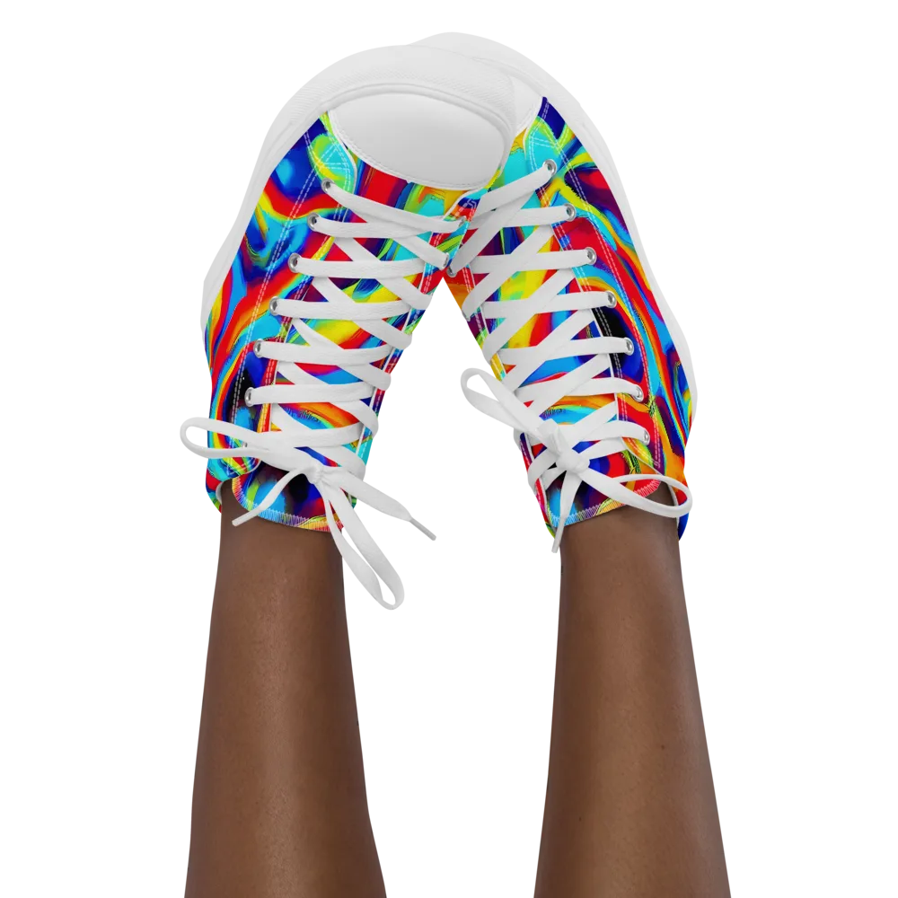 Stael Swirls on Women's High Top Canvas Shoes — Front