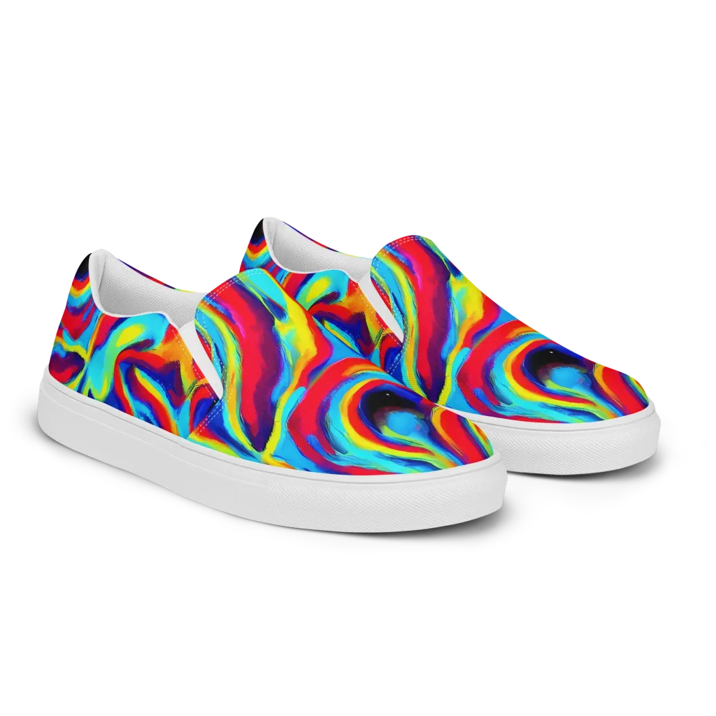 Stael Swirls on Men's Slip-On Canvas Shoes — Right Front