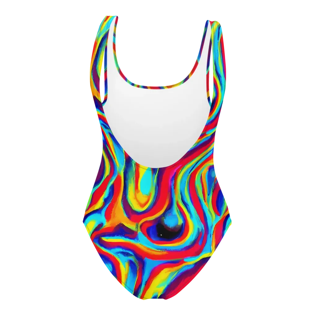 Stael Swirls on One-Piece Swimsuit — Back